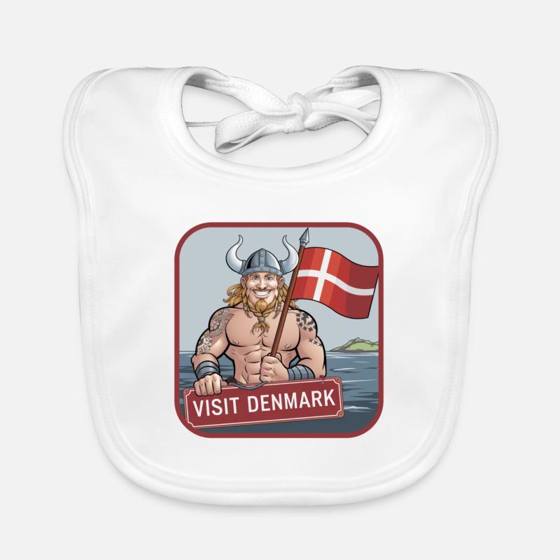 Visit Denmark Wikinger Dannebrog Dänemark Urlaub - Baby Bio-Lätzchen - Weiß