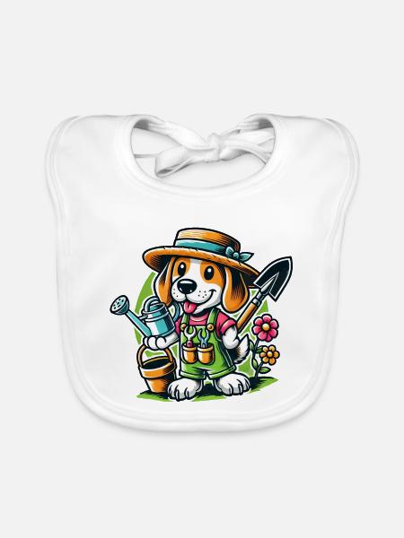 Beagle Gärtner - Baby Bio-Lätzchen - Weiß