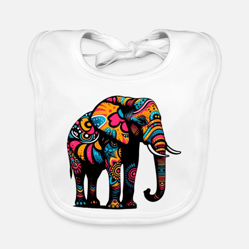 Éléphant - Bavoir bio Bébé - blanc