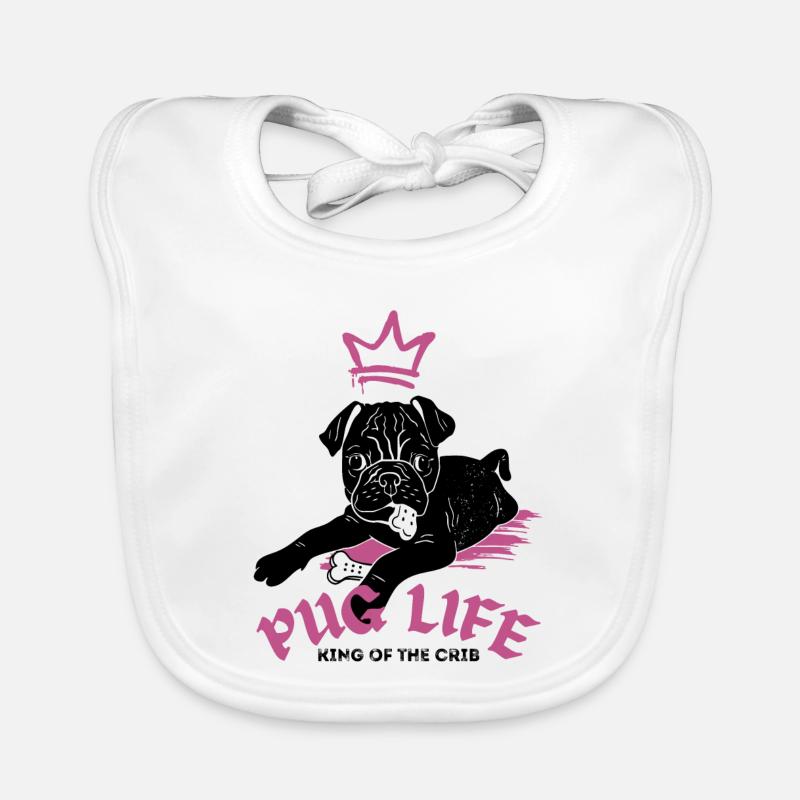Pug Life – Mops mit Krone Baby Bio-Lätzchen