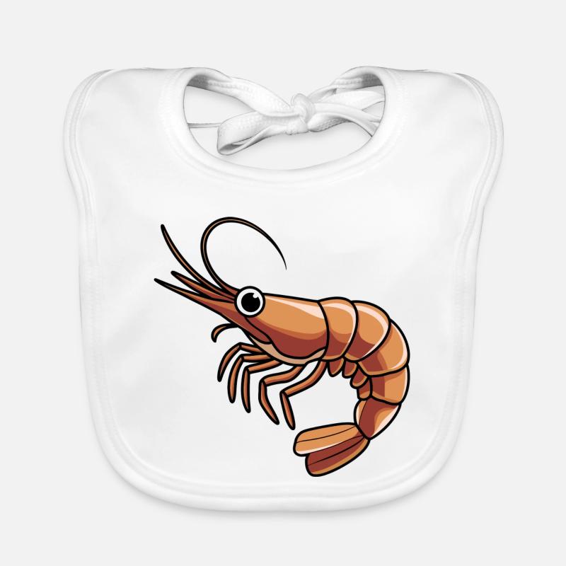 Bold Orange Shrimp Cartoon for Apparel Organic Baby Bibs
