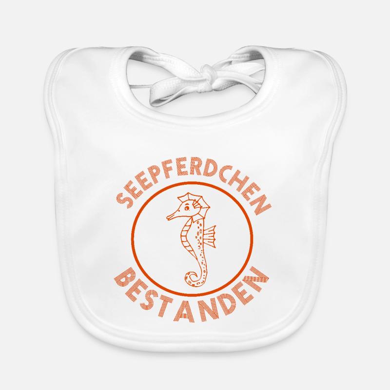 Seepferdchen bestanden Abzeichen Prüfung Baby Bio-Lätzchen