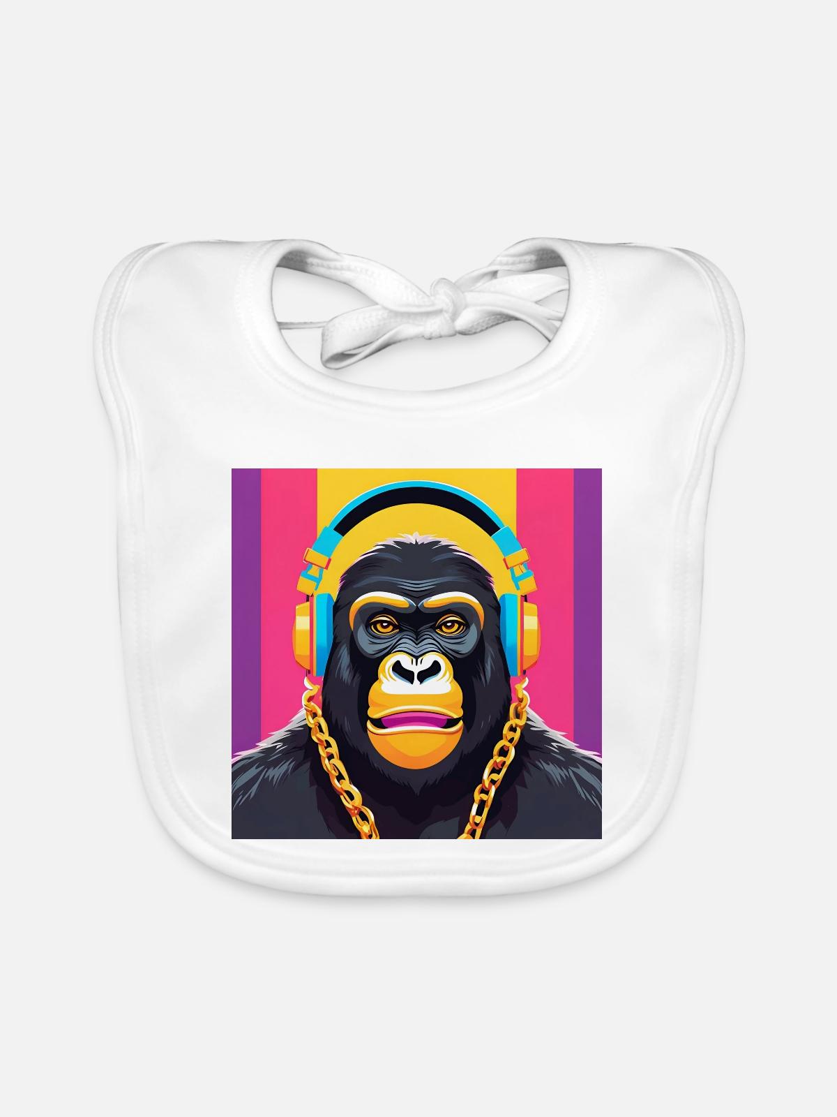 Gorilla, Primat, Affe - Baby Bio-Lätzchen - Weiß - Vorne