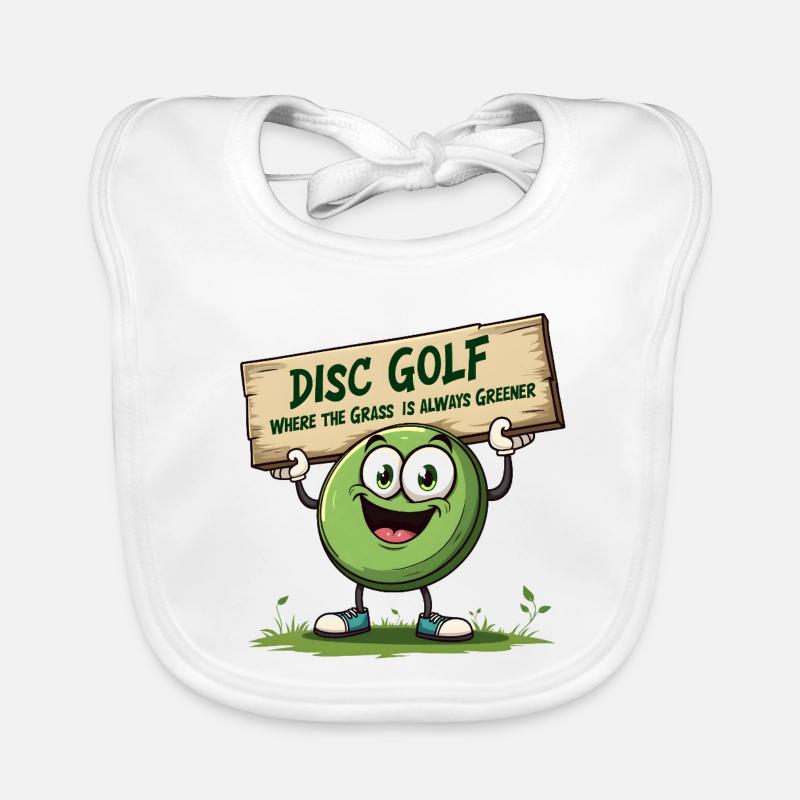 Disc Golf - Where The Grass is Always Greener - Baby Bio-Lätzchen - Weiß