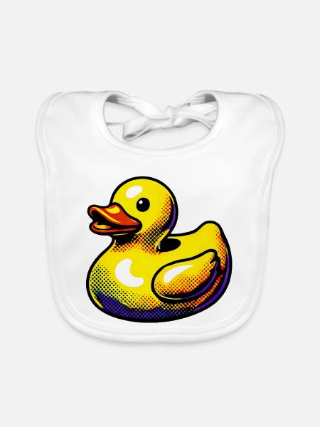 Ente Ente Ente Ente Ente - Baby Bio-Lätzchen - Weiß - Vorne