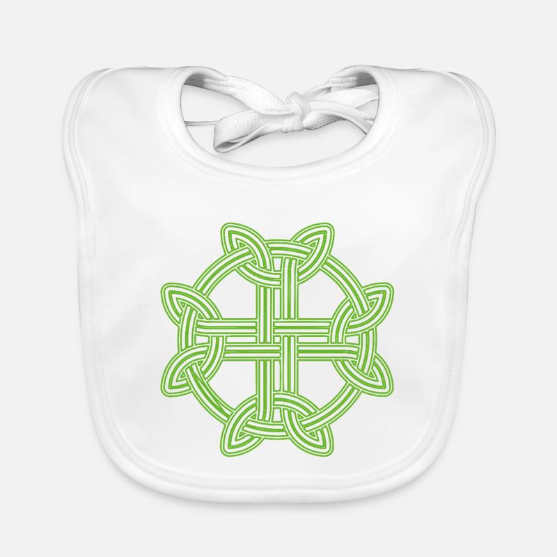 Celtic Cross Pattern Neon Green Organic Baby Bibs
