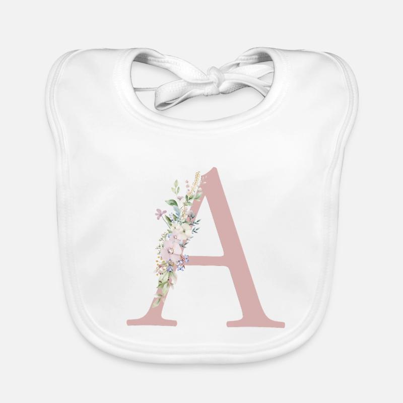 A Monogramm, Floral, personalisierbar Baby Bio-Lätzchen