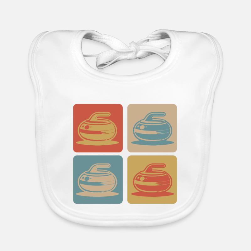Curling Vintage Design - Bavoir bio Bébé - blanc