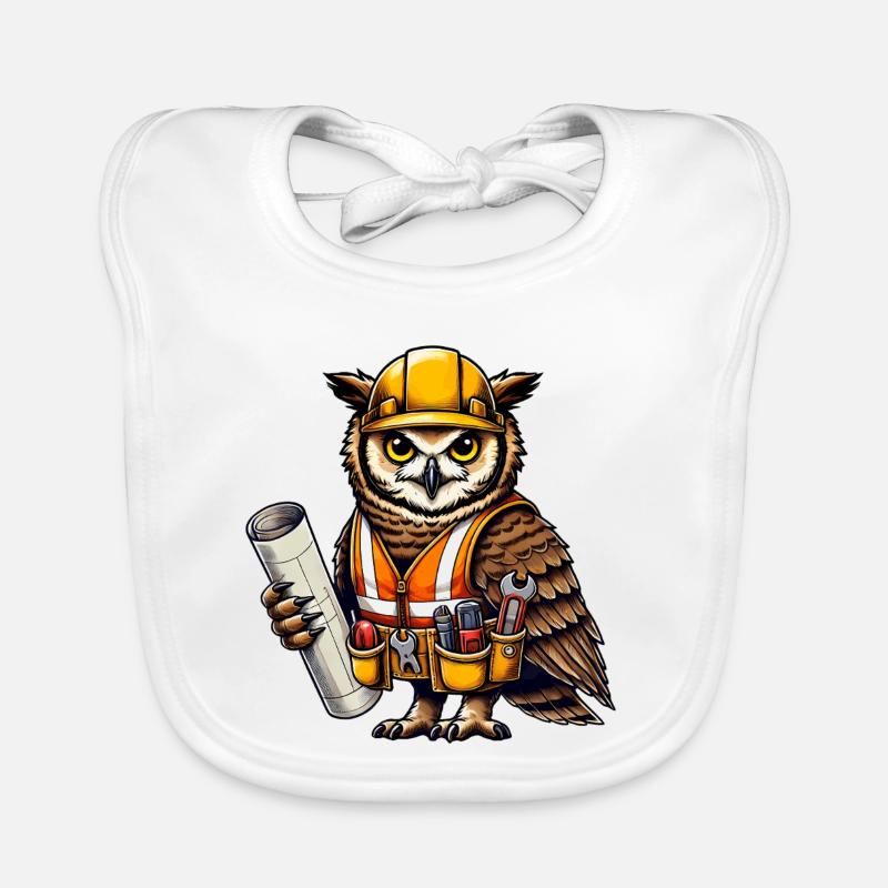 Construction Worker Owl – Clever & Crafty! Organic Baby Bibs