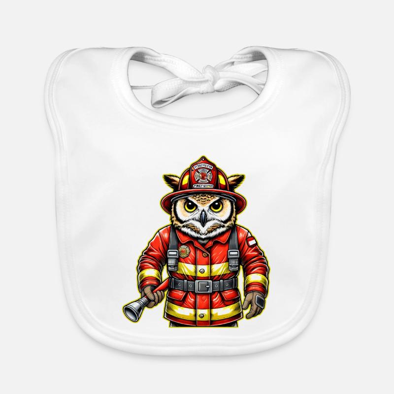 Feuerwehr-Eule – Mut trifft Weisheit Baby Bio-Lätzchen