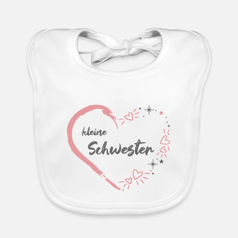 kleine Schwester Herz rosa grau Baby Bio-Lätzchen
