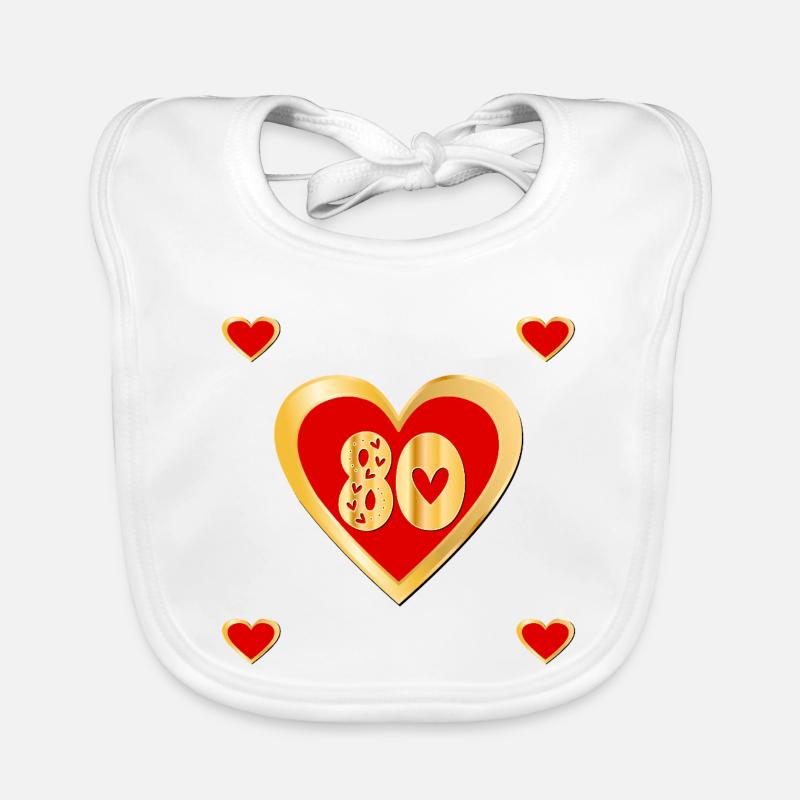 80th birthday Eighty Heart Organic Baby Bibs