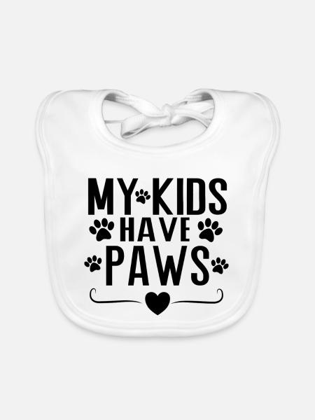 Mes enfants ont des pattes – Conception de la déclaration parentale de chien - Bavoir bio Bébé - blanc - Devant