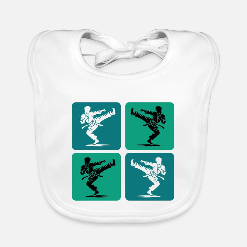 Karate Silhouette – Retro Style Baby Bio-Lätzchen