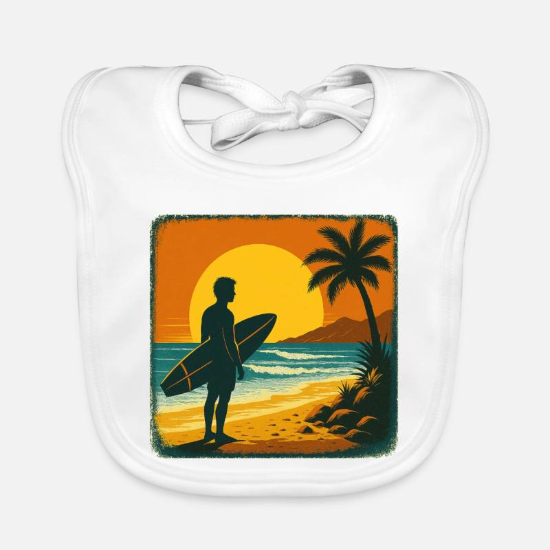 Surfeur Surfeur rétro cool Surf vintage Bavoir bio Bébé