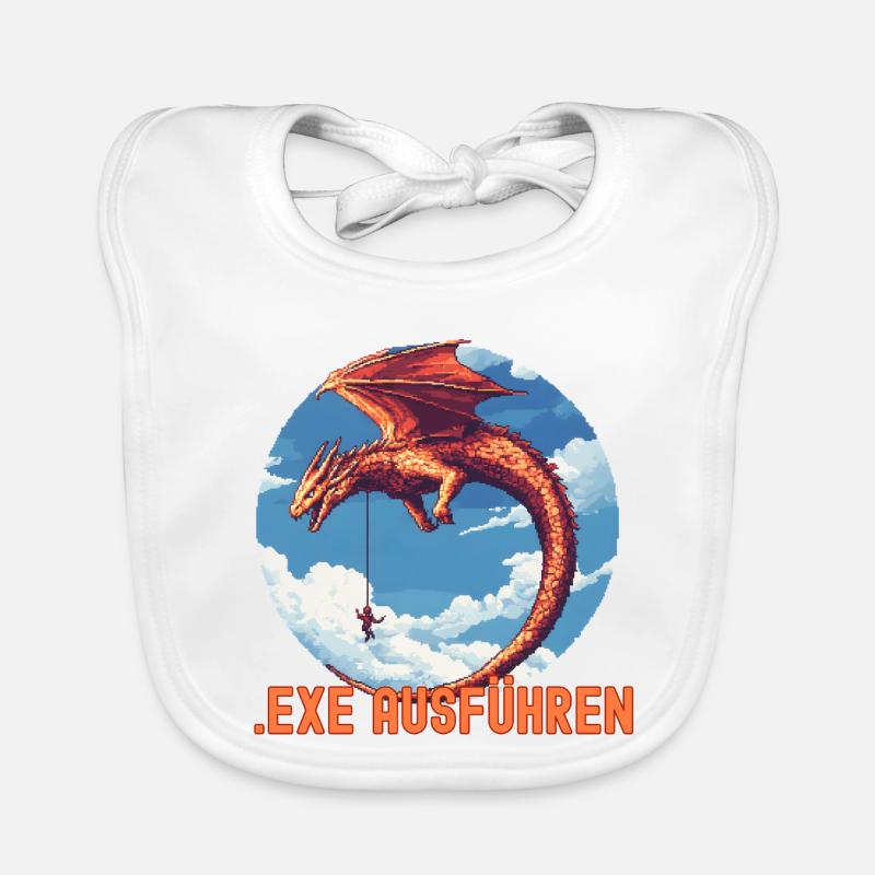 EXE AUSFÜHREN Drachen Admin IT Informatik Lustig - Baby Bio-Lätzchen - Weiß