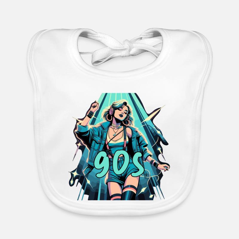 Woman Dancing 90s Retro Disco Disco Gift Organic Baby Bibs