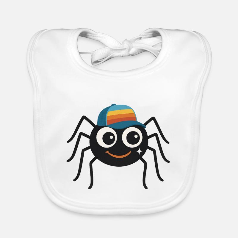 Coole Spinne mit Retro-Cappy – süß & frech Baby Bio-Lätzchen