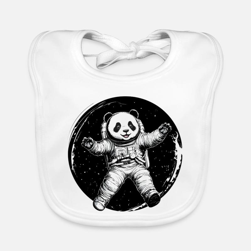Astronaut Panda – Cute Space Explorer - Organic Baby Bibs - white