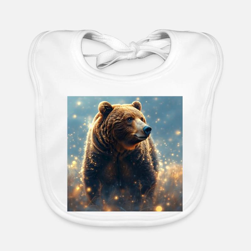 Power Animal Brown Bear Organic Baby Bibs