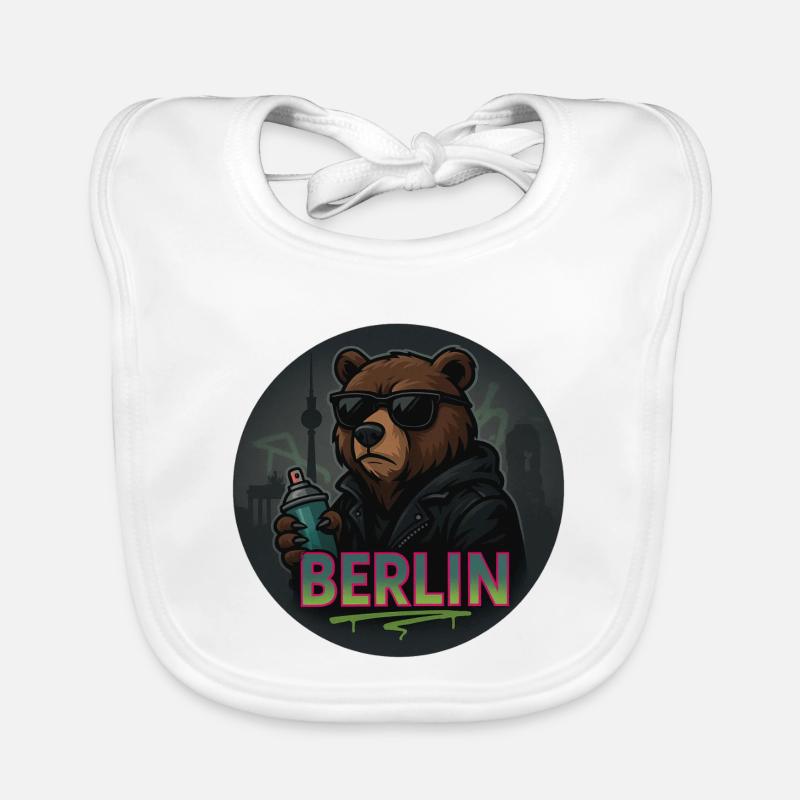 Berlin Bär – Design urbain streetstyle avec graffiti - Bavoir bio Bébé - blanc