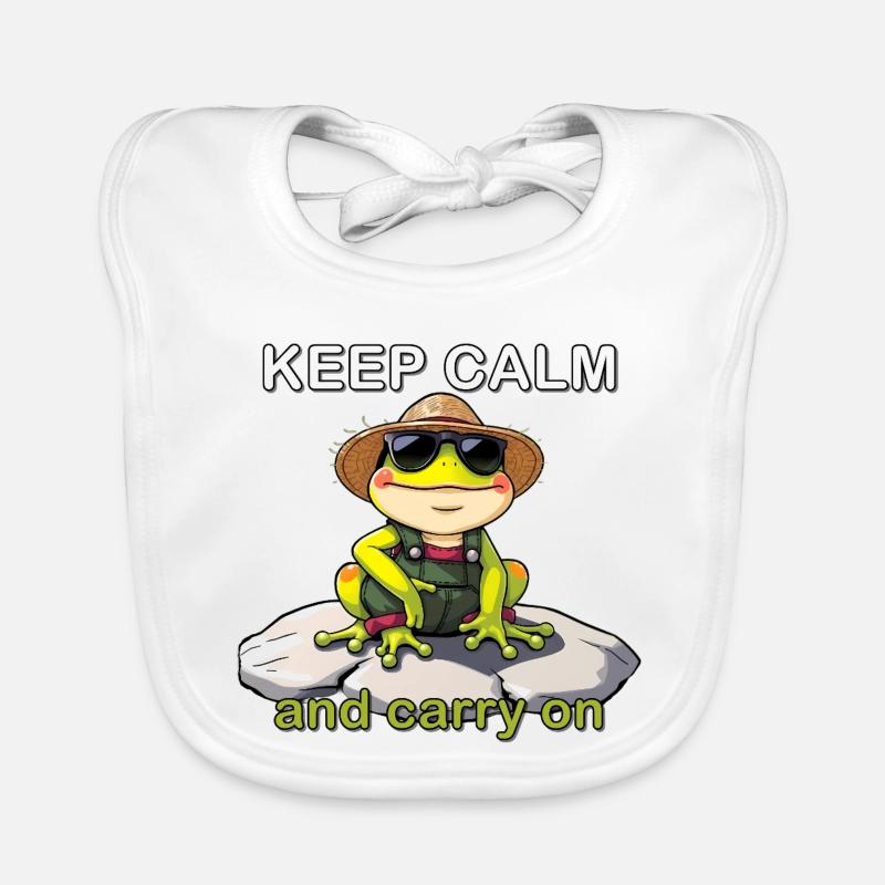 Funny frog with sunglasses and straw hat Organic Baby Bibs
