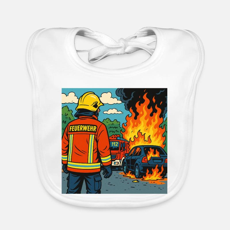 Brandbekämpfer Cartoon Einsatz Baby Bio-Lätzchen