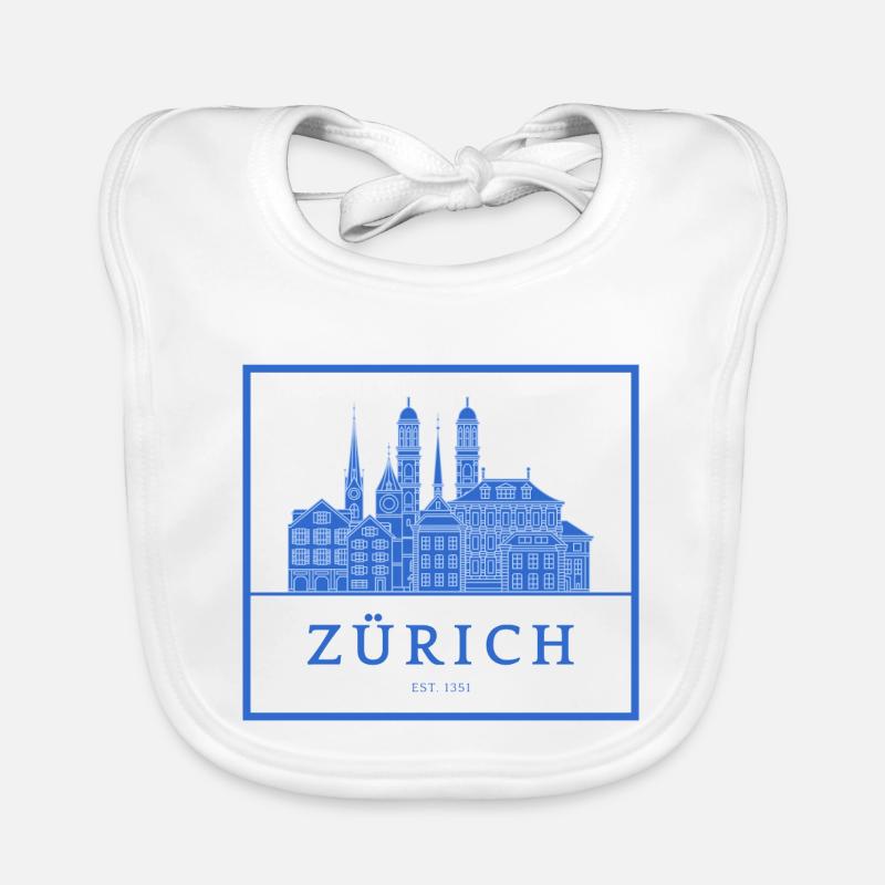 Silhouette bleue de Zurich Skyline Bavoir bio Bébé