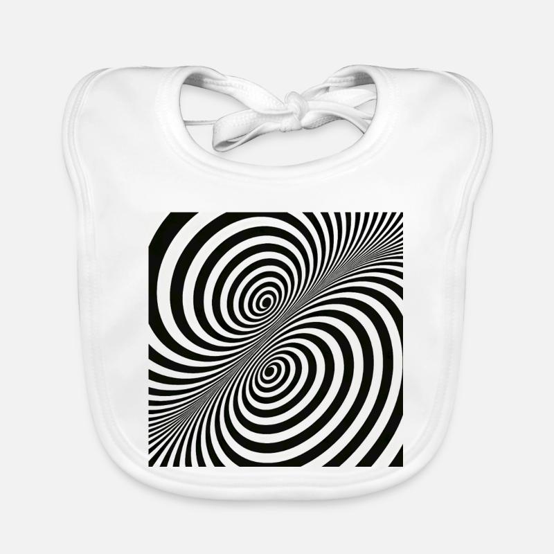 Optical Illusion Spiral Pattern in Black and White Organic Baby Bibs