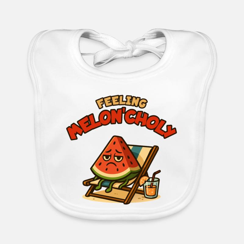 Meloncholie in der Sonne - Baby Bio-Lätzchen - Weiß
