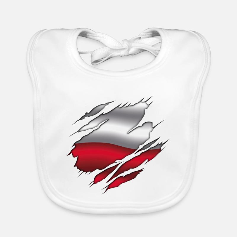 Drapeau de la Pologne - Pologne - Drapeau déchiré Bavoir bio Bébé