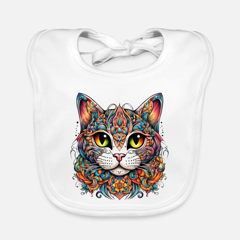 Chat dans le style de tatouage coloré Bavoir bio Bébé