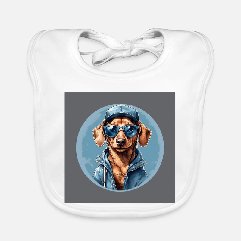 Teckel Teckel avec lunettes de soleil et sweat à capuche Bavoir bio Bébé