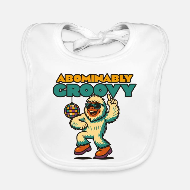 Groovy Disco Yeti - Baby Bio-Lätzchen - Weiß