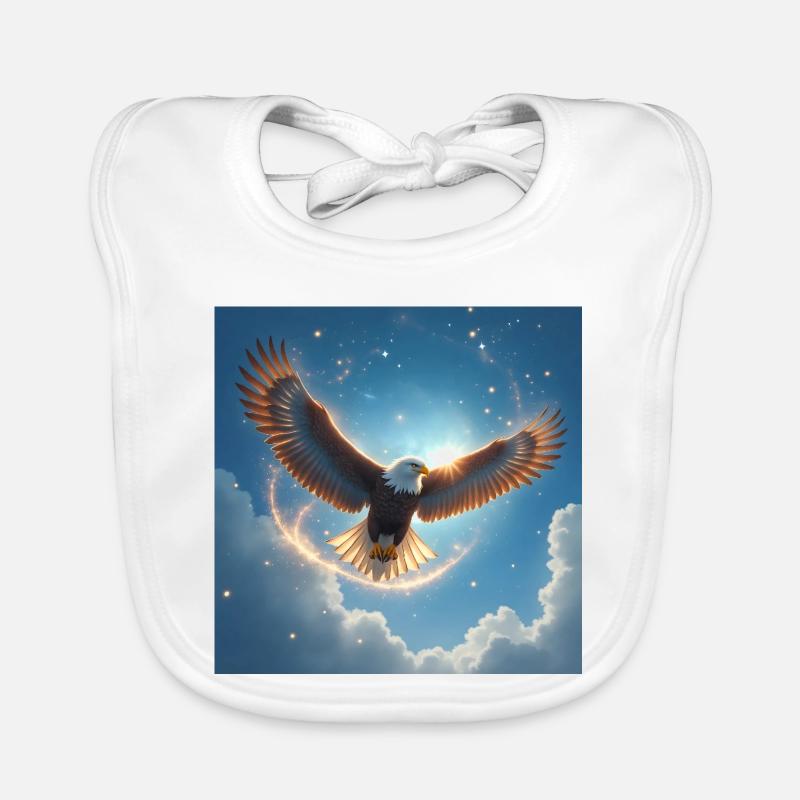 Krafttier Adler am Himmel - Baby Bio-Lätzchen - Weiß