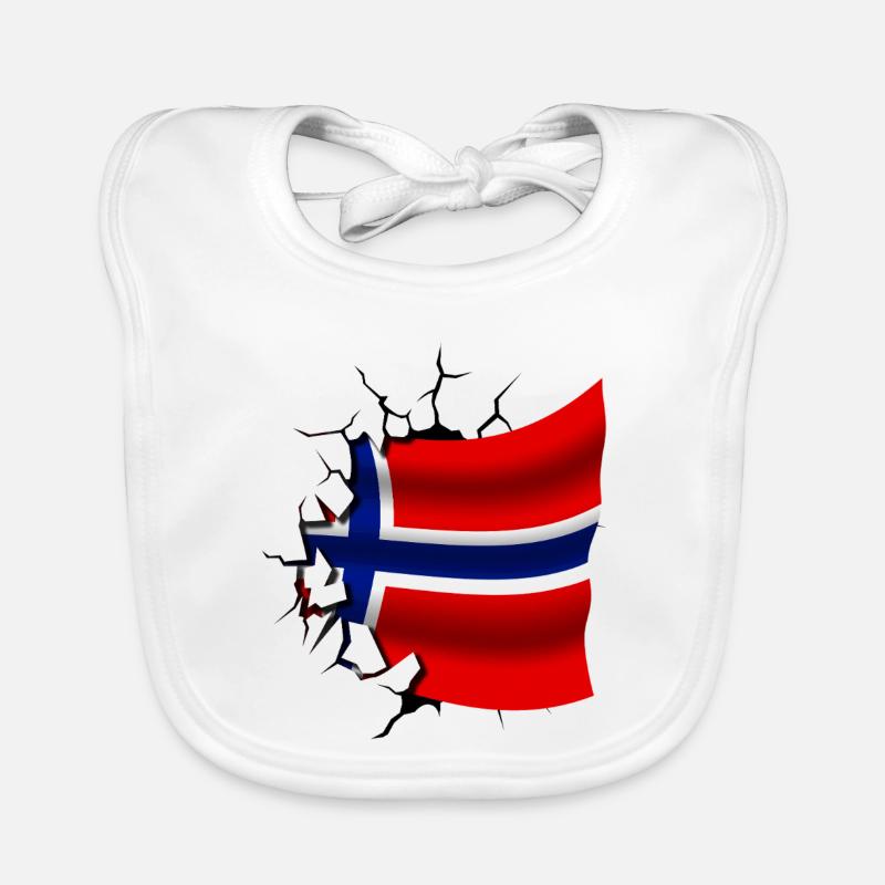 Drapeau de la Norvège - Norvège - Drapeau Broken Design Bavoir bio Bébé