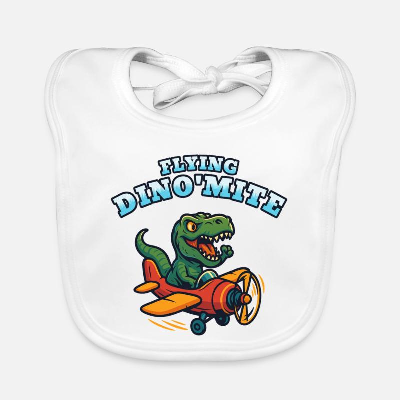 Flying Dino'Mite Plane Organic Baby Bibs