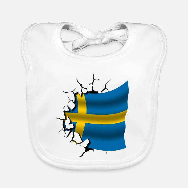 Drapeau de la Suède - Suède - Drapeau Broken Design Bavoir bio Bébé