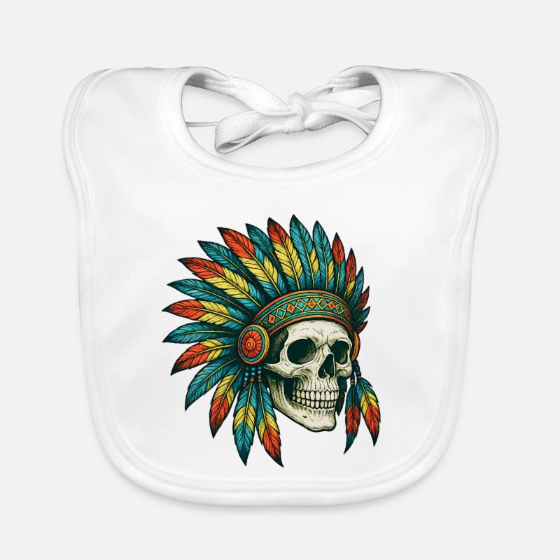 Illustration de crâne tribal indigène - Bavoir bio Bébé - blanc