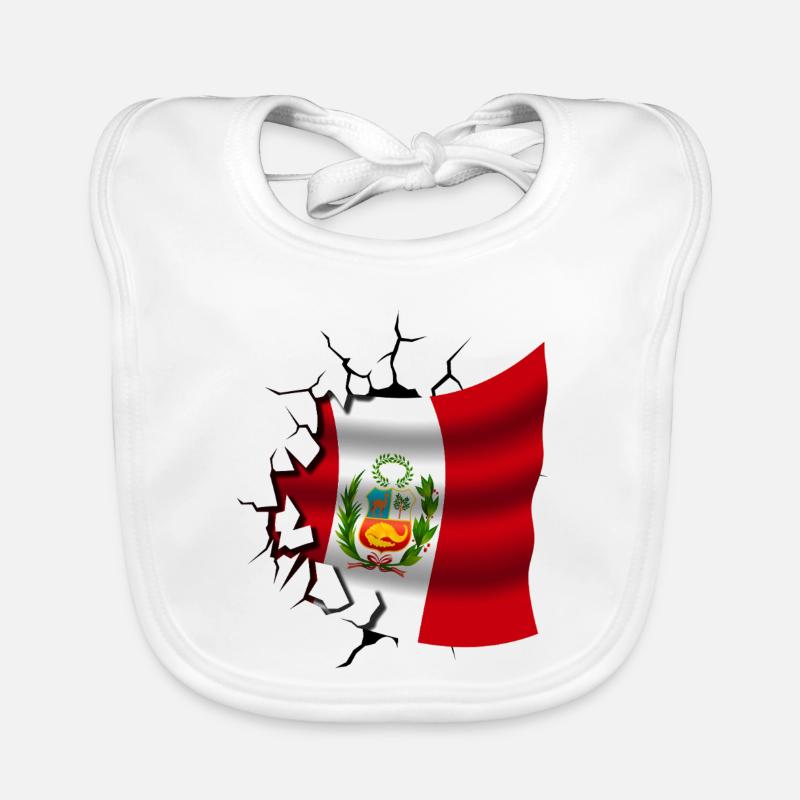 Drapeau du Pérou - Pérou - Drapeau Broken Design Bavoir bio Bébé