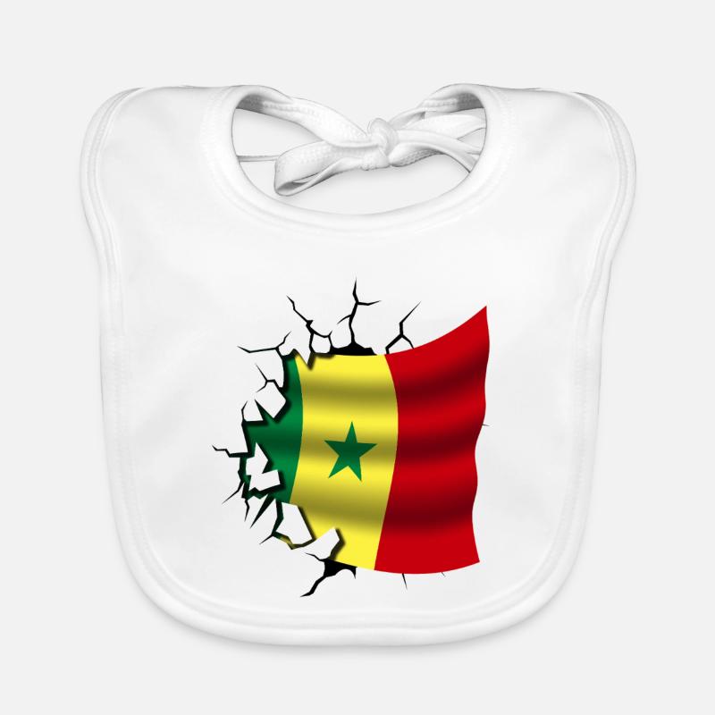 Drapeau du Sénégal - Sénégal - Drapeau Broken Design Bavoir bio Bébé