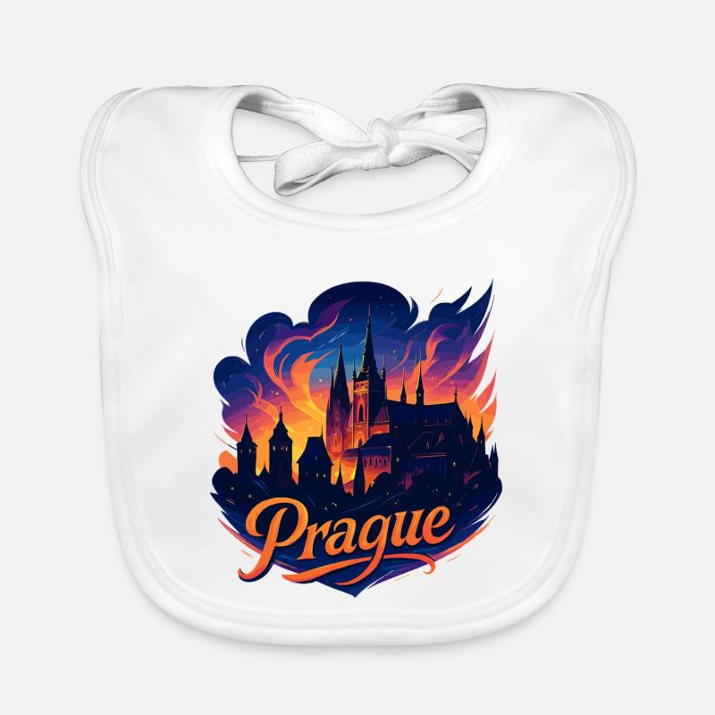 Prague Capitale République tchèque Silhouette Cadeau Bavoir bio Bébé