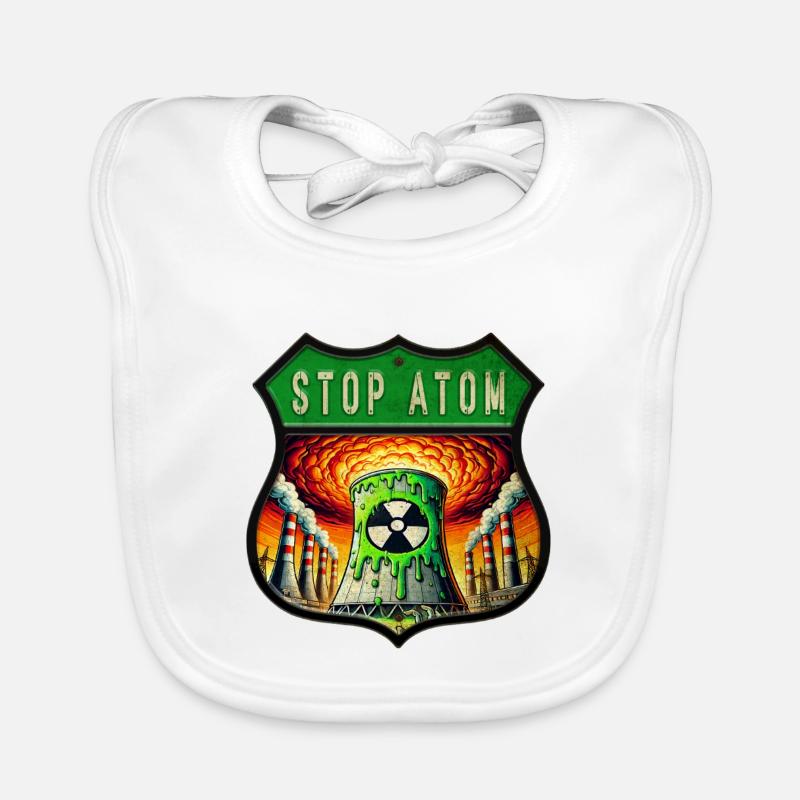 Stop Atom Crest Design Organic Baby Bibs
