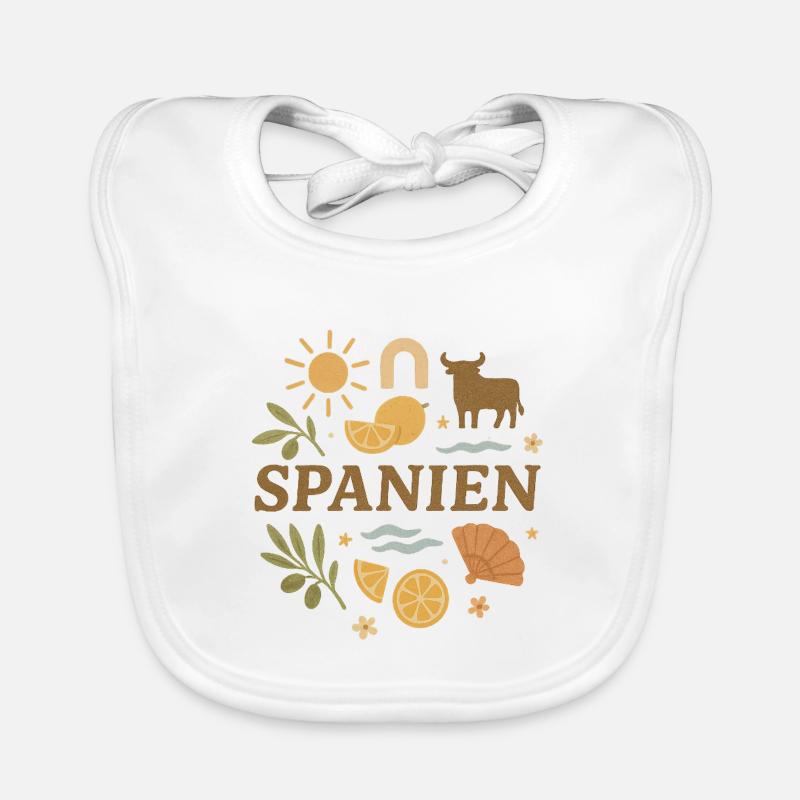 Spanien Boho – Kinderkleidung & Geschenkidee - Baby Bio-Lätzchen - Weiß