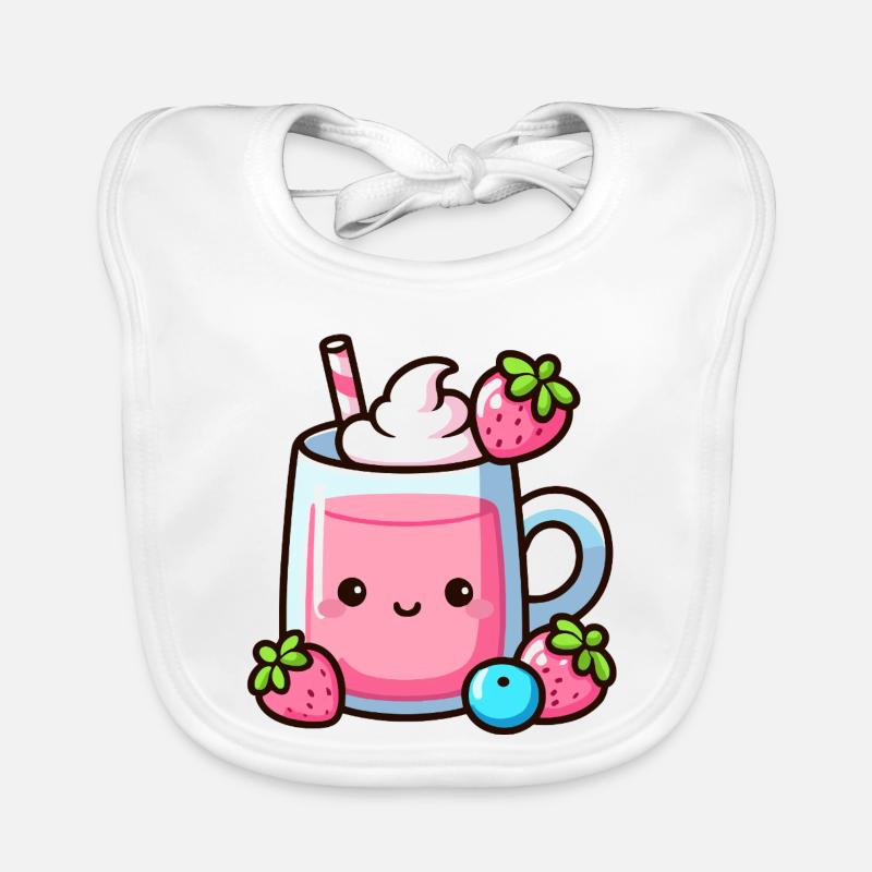 Kawaii Erdbeermilch Becher Design Baby Bio-Lätzchen