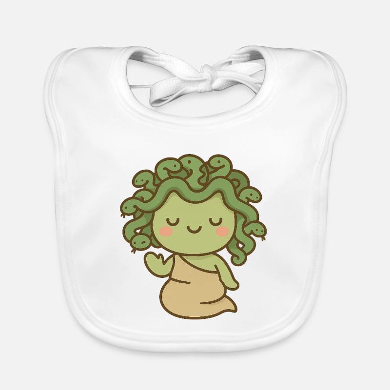 Méduse kawaii mythologique - Bavoir bio Bébé - blanc