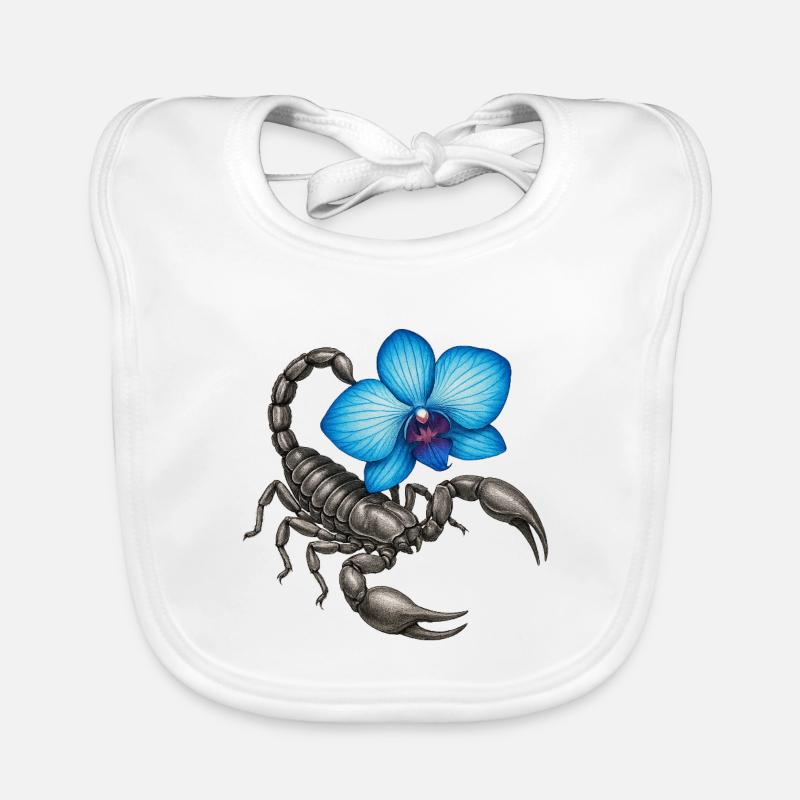 Skorpion mit blauer Orchidee Baby Bio-Lätzchen