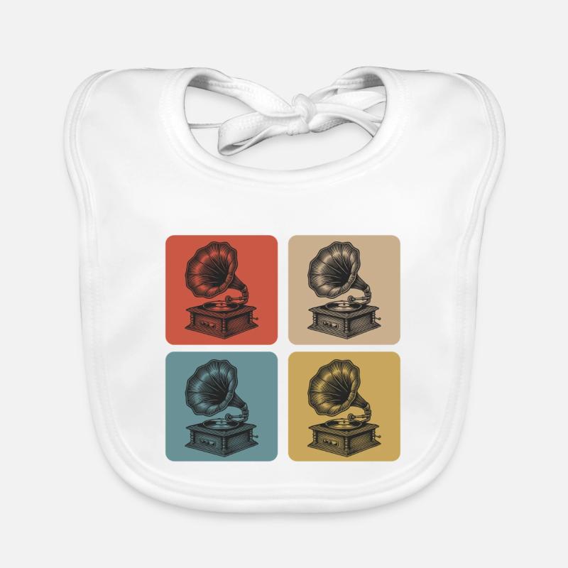 Gramophone Vintage Design Bavoir bio Bébé
