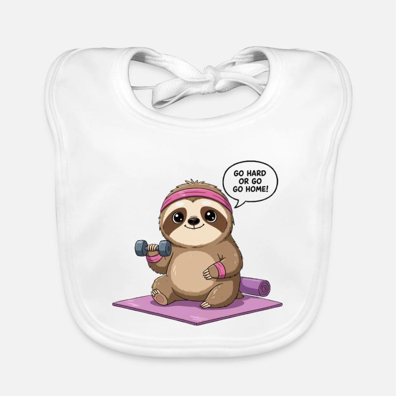 Adorable Workout Sloth Design Organic Baby Bibs