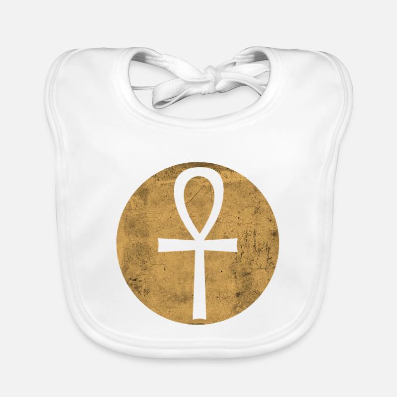 Croix égyptienne Ankh dans cercle doré Bavoir bio Bébé